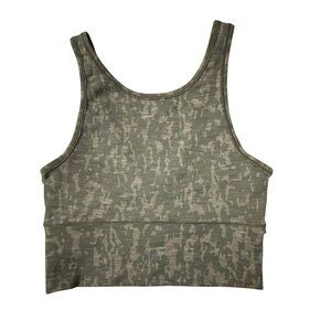 Lululemon Power Pivot Tank Top 6? 4? Olive Green Camo Workout Cropped Small